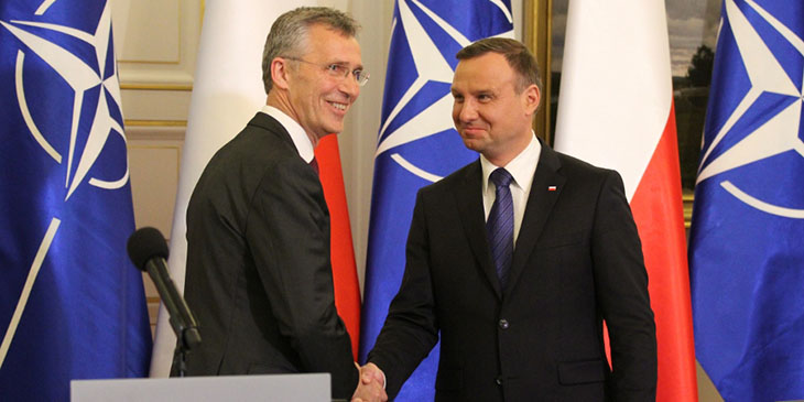 Jens Stoltenberg, sekretarz generalny NATO i Andrzej Duda, prezydent RP