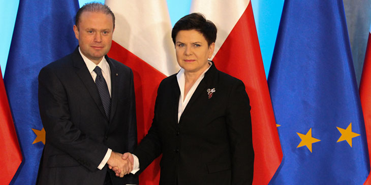  Joseph Muscat, premier Malty i Beata Szydło, prezes Rady Ministrów.