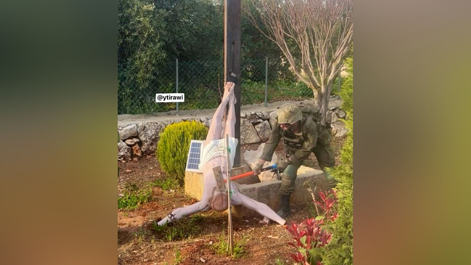 Izraelski żołnierz zniszczył figurę Chrystusa